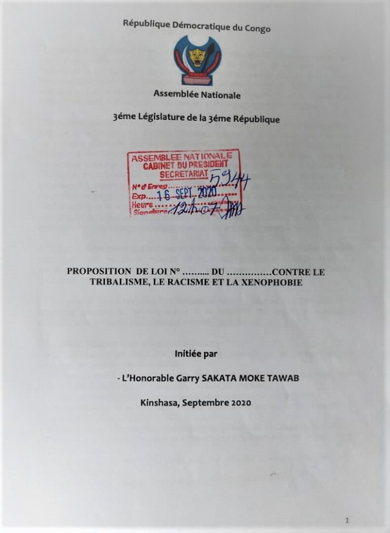 RDC : Un acte de plagiat constaté sur une proposition de loi en cours